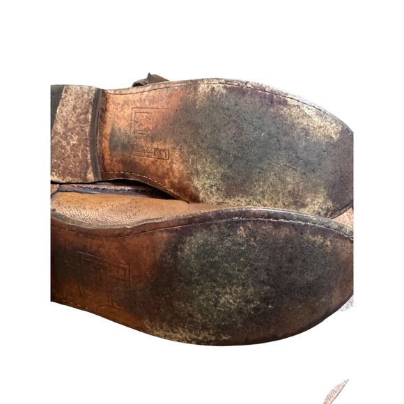 Frye Boots Paige Trapunto Women's 8 B shoes brown Leather Buckle Mid Calf 76115 - Picture 10 of 13